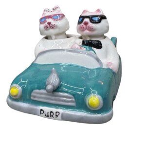 Vintage Clay Art Cruisin Cats In Convertible Salt Pepper Shakers Anthropomorphic